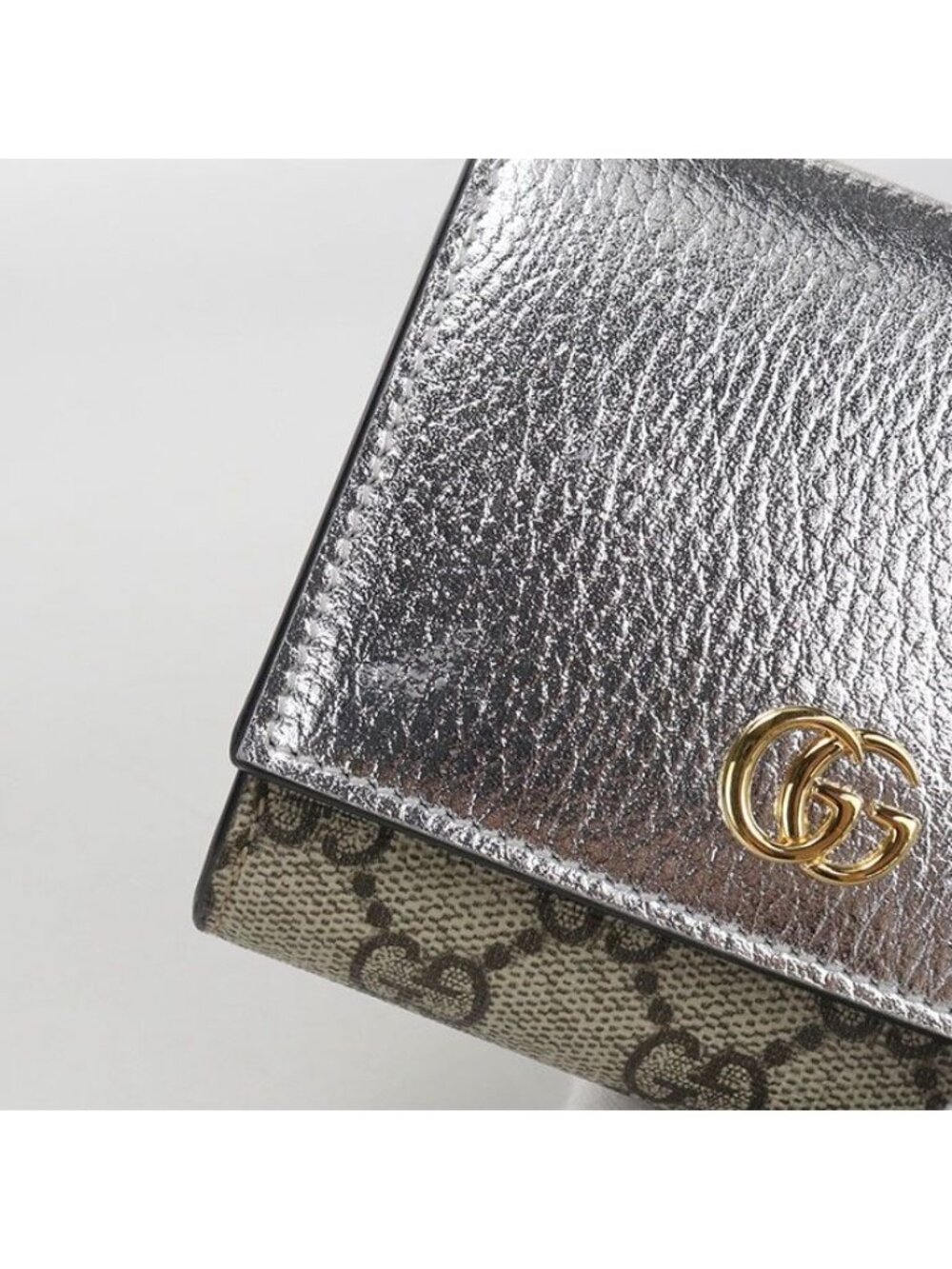 Gucci Compact Wallet Double Bifold GG Supreme Silver Beige - Picture 8 of 8